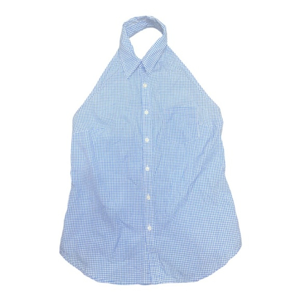 Ralph Lauren Womens Size 4 Blue Gingham Halter Collared Top